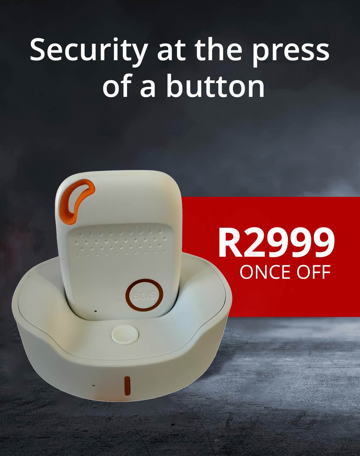 Wireless panic button security device with charging base