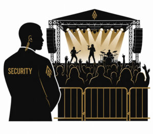 Concert security icon showing crowd management and live entertainment protection.