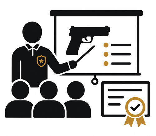 Accredited firearm training icon representing nationally recognised courses and certification