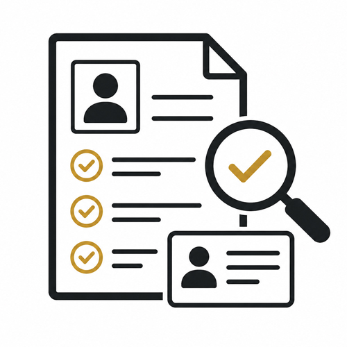Information and verification services icon representing background screening and identity checks.
